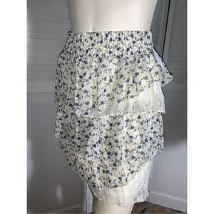 NWT Maurices Floral Cottagecore Chiffon Layered Lace‎ Mini Skirt Small